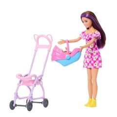 Barbie Skipper Bebek Bakıcılığı Seti - Bebek Arabası- JJB42