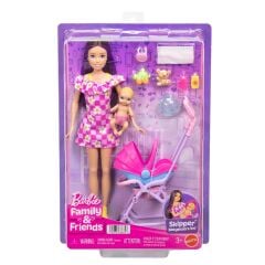 Barbie Skipper Bebek Bakıcılığı Seti - Bebek Arabası- JJB42