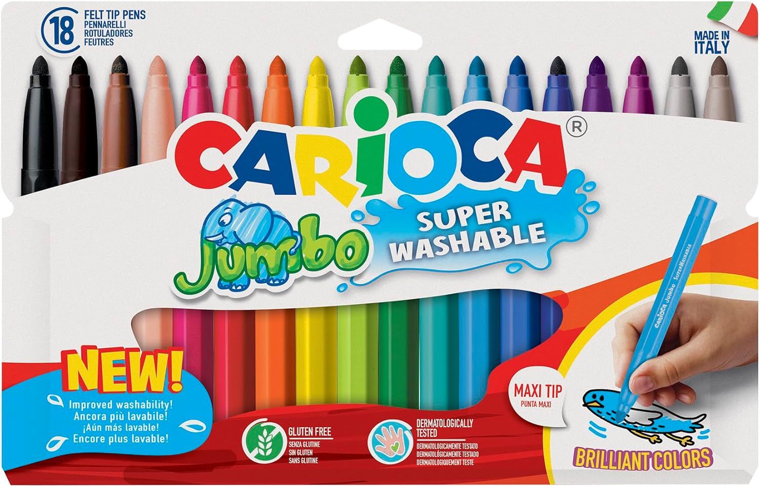 JUMBO SÜPER YIKANABİLİR KEÇELİ BOYA KALEMİ 18'Lİ