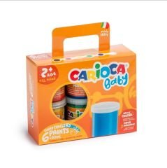 CARİOCA® Bebek Parmak Boyası 6 Renk 6X80 ML Süper Yıkanabilir 2+ Yaş