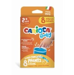 CARİOCA® Bebek Parmak Boyası 8 Renk 8X50 ML Süper Yıkanabilir 2+ Yaş