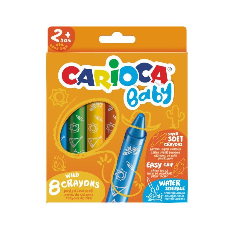 CARİOCA® Bebek Yıkanabilir Mum Pastel Boya 8'li 2+ Yaş