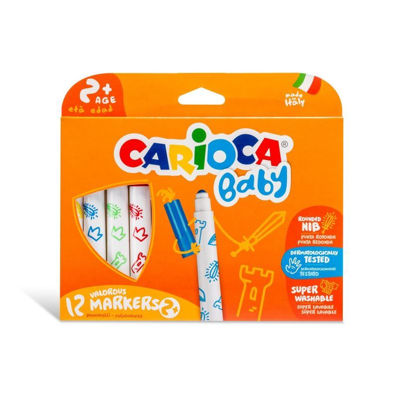 CARİOCA® Jumbo Bebek Süper Yıkanabilir Keçeli Boya Kalemi 12'li 2+ Yaş