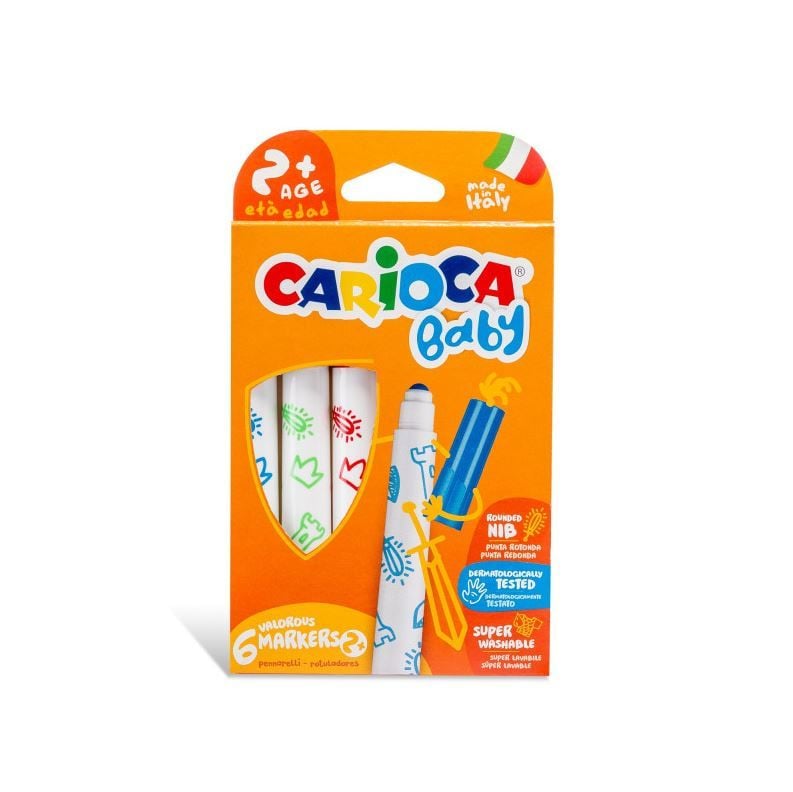 CARİOCA® Jumbo Bebek Süper Yıkanabilir Keçeli Boya Kalemi 6'lı 2+ Yaş