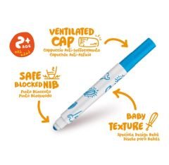 CARİOCA® Jumbo Bebek Süper Yıkanabilir Keçeli Boya Kalemi 6'lı 2+ Yaş