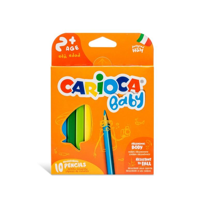 CARİOCA® Jumbo Bebek Üçgen Kuru Boya Kalemi 10'lu 2+ Yaş