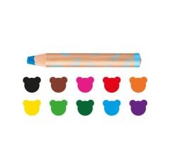 CARİOCA® Jumbo Bebek ''3 in 1'' Ahşap Gövdeli Boya Kalemi 10'lu (Kalemtıraş Hediyeli) 1+ Yaş