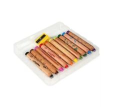 CARİOCA® Jumbo Bebek ''3 in 1'' Ahşap Gövdeli Boya Kalemi 10'lu (Kalemtıraş Hediyeli) 1+ Yaş