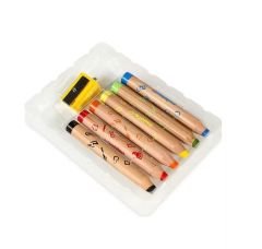 CARİOCA® Jumbo Bebek ''3 in 1'' Ahşap Gövdeli Boya Kalemi 6'lı (Kalemtıraş Hediyeli) 1+ Yaş