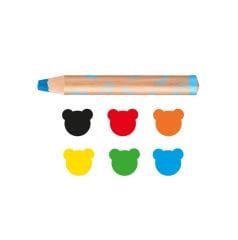 CARİOCA® Jumbo Bebek ''3 in 1'' Ahşap Gövdeli Boya Kalemi 6'lı (Kalemtıraş Hediyeli) 1+ Yaş