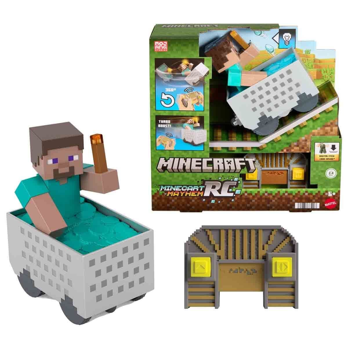 Işıklı Minecraft Uzaktan Kumandalı Minecart ve Steve Figürü-  JMT40