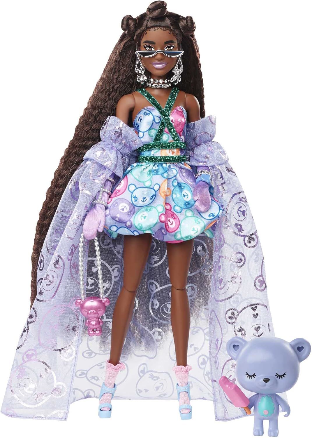 Barbie Extra Fancy Bebek Ve Hayvan Dostu Mor Elbiseli Bebek HHN13