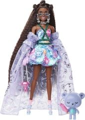 Barbie Extra Fancy Bebek Ve Hayvan Dostu Mor Elbiseli Bebek HHN13