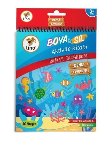 Lino Boya Sil Aktivite Boyama Kitabı A5 Ebat - Deniz Canlıları