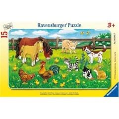 Ravensburger 15 Parçalı Küçük Çerçeveli Puzzle Çayırda Hayvanlar (060467)