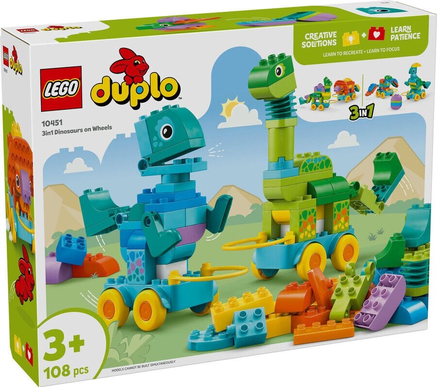 10451 LEGO® DUPLO® 3’ü 1 Arada Tekerlekli Dinozorlar
