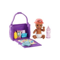 Barbie Bebek Bakıcısı Özellikli Minik Bebekler GHV83 - Esmer - Bez Değiştirme Zamanı- GHV86
