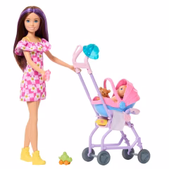Barbie Skipper Bebek Bakıcılığı Seti- JKC16 - Çiçek Elbiseli