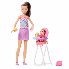 Barbie Skipper Bebek Bakıcılığı Seti- JKC16 - Mor Etekli