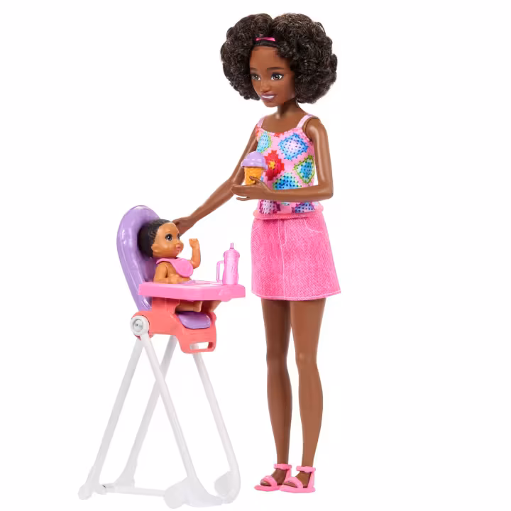 Barbie Skipper Bebek Bakıcılığı Seti- JKC16 - Pembe Etekli