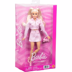 Barbie Deluxe Style Sarışın Bebek JJN69 - Pembe Kot Ceket ve Etekli