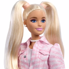 Barbie Deluxe Style Sarışın Bebek JJN69 - Pembe Kot Ceket ve Etekli