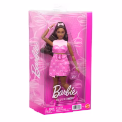 Barbie Deluxe Style Siyah Saçlı Bebek JJN70 - Denim Üst ve Etekli