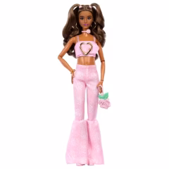 Barbie Deluxe Style Esmer Bebek JJN72 - Pembe Flare Pantolonlu