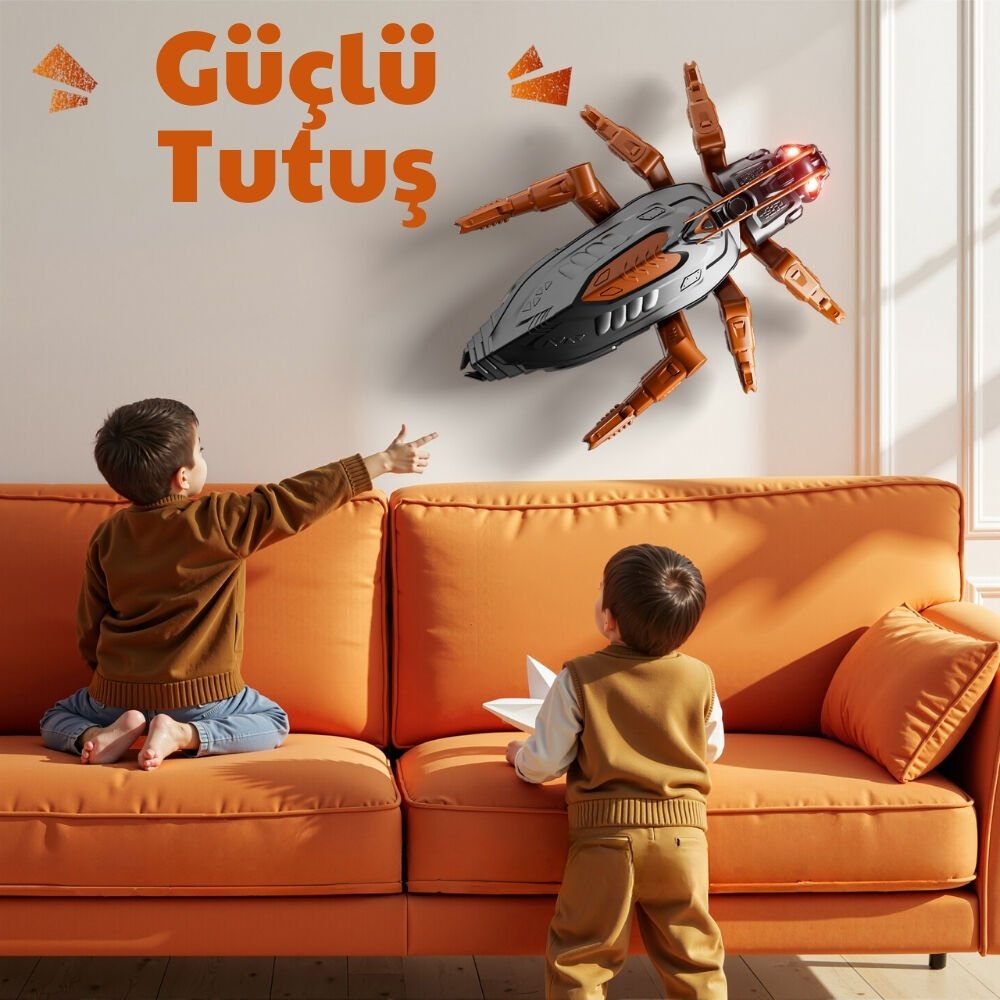 Uzaktan Kumandalı Duvara Tırmanabilen Robot Böcek Oyuncak – LED Işıklı & USB Şarjlı