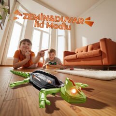 Uzaktan Kumandalı Duvara Tırmanabilen Robot Kertenkele Oyuncak – LED Işıklı, USB Şarjlı, 3 Yaş Üzeri